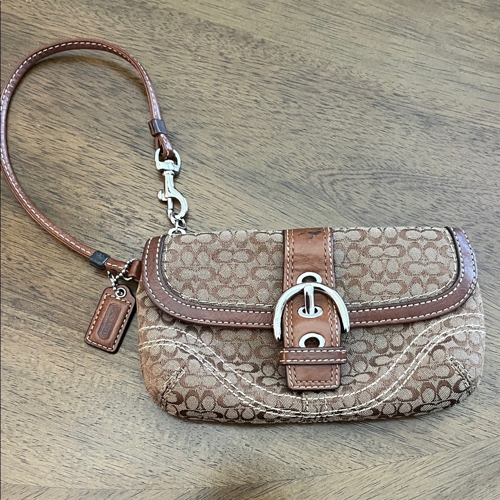 Coach Brown Patterned Wristlet